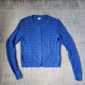 J. Crew Factory Scalloped Pointelle Cardigan Sweater - Medium